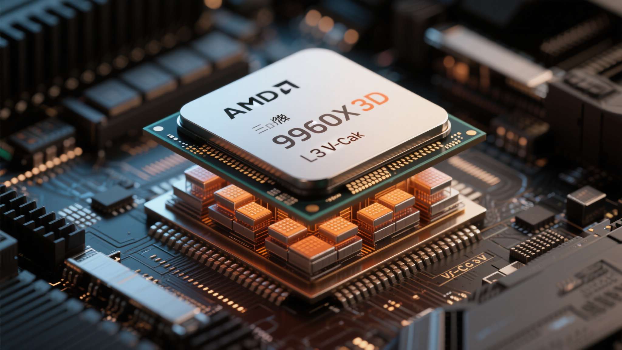AMD 9950X3D 搭载了第三代 3D V-Cache 技术，将额外的缓存以